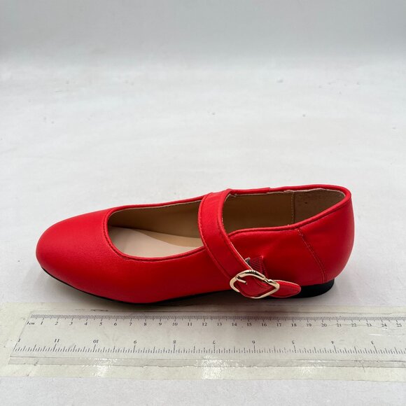 FYS Red Square Toe Mary Jane Pumps Flats Ballets Buckled Dress Daily Shoes - Picture 2 of 8